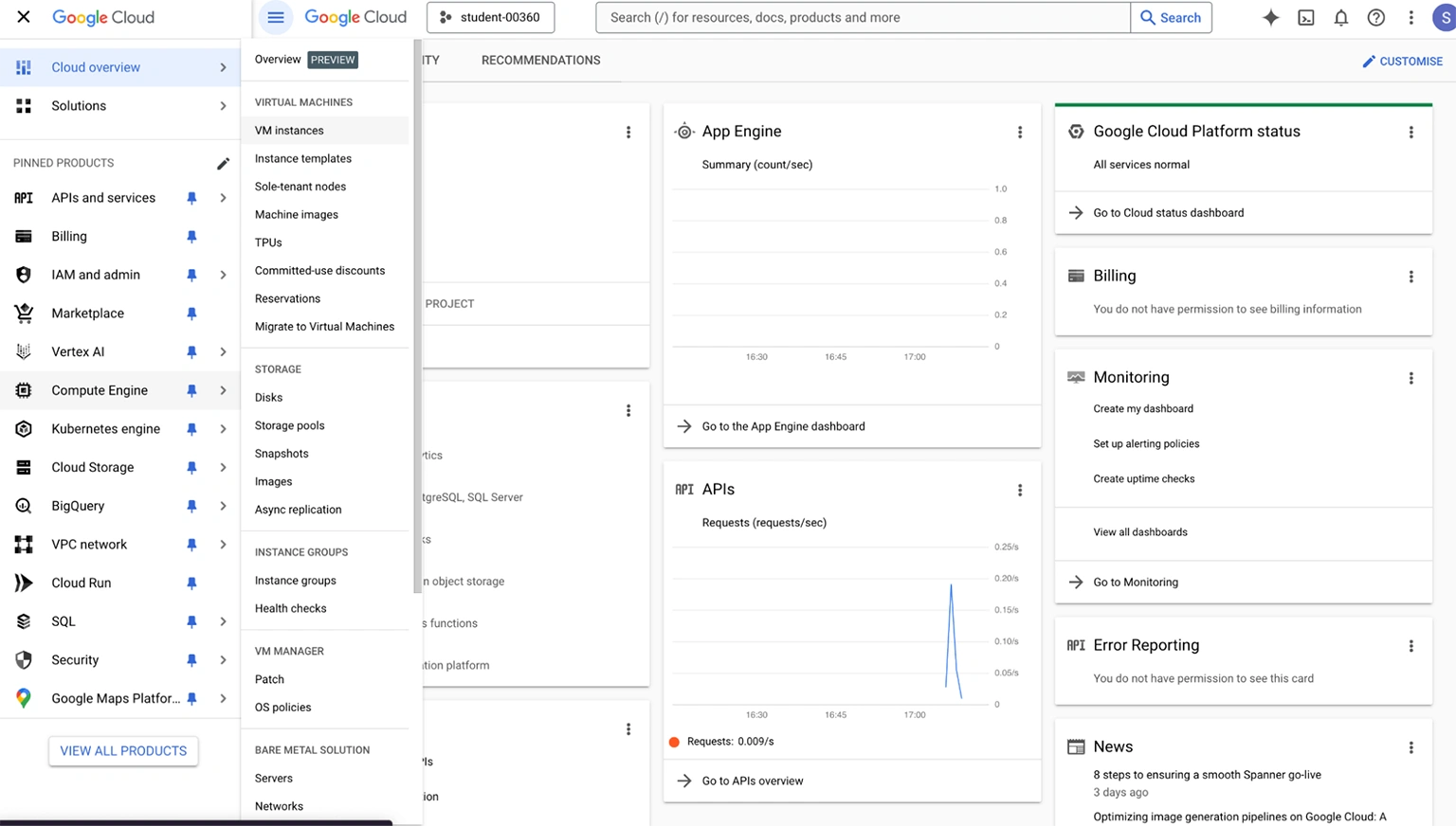 let's log in to gcp and go to the console page