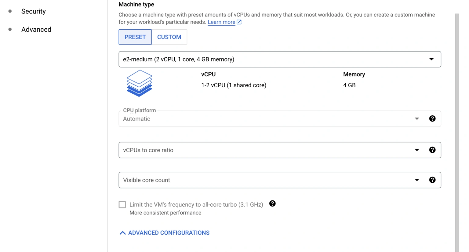 scroll down to machine configuration 