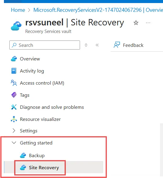 select site recovery