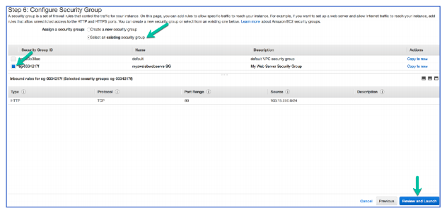 configure security group