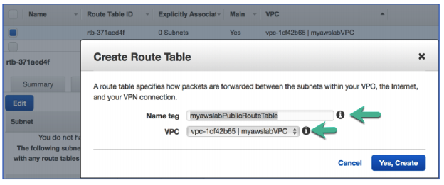 create route table