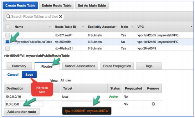 create route table