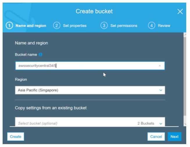 create s3 bucket